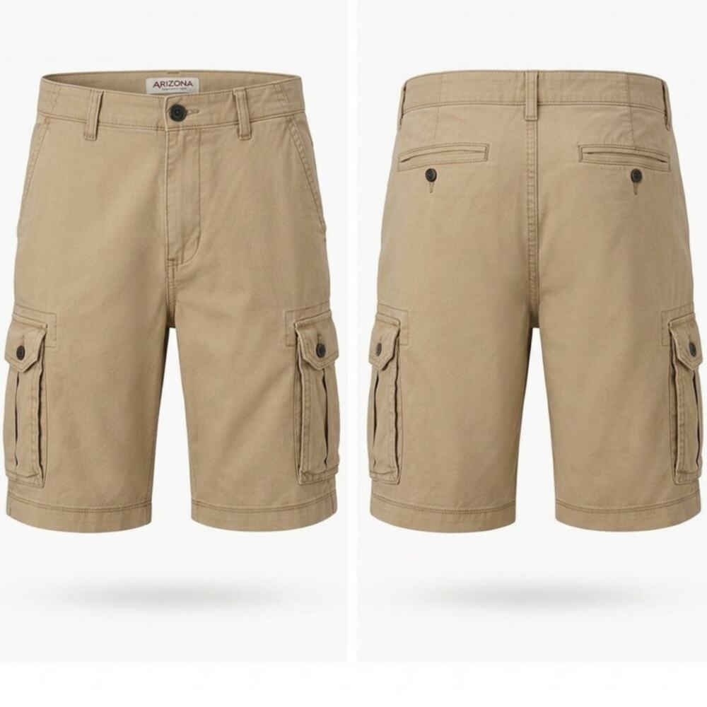 Arizona Jean Co Men's Size 31 Khaki Tan Cotton Cargo Shorts Casual